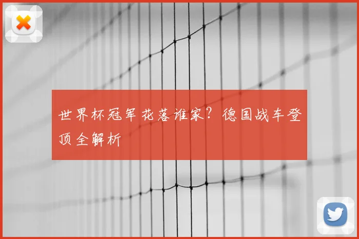 世界杯冠军花落谁家?德国战车登顶全解析